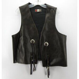 VINTAGE Chess King Vest Medium Faux Leather Southwest Moto Western 80s